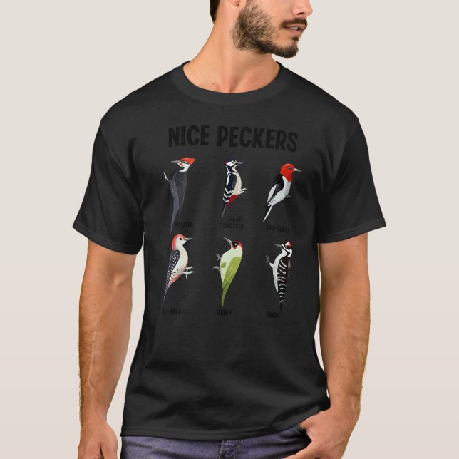 Nice Peckers Bird Woodpecker T-Shirt (Front)