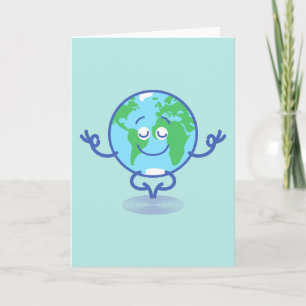 Nice planet Earth meditating in a peaceful way Card