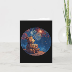 Nice Popcorn Firework Costume With Cute Bear  Card