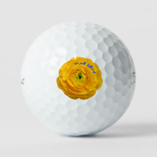 'Nice Putt, Buttercup' Whimsical Floral Humour Fun Golf Balls