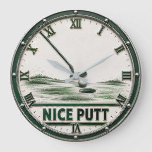 Nice Putt Golf Golfer Gift Large Clock