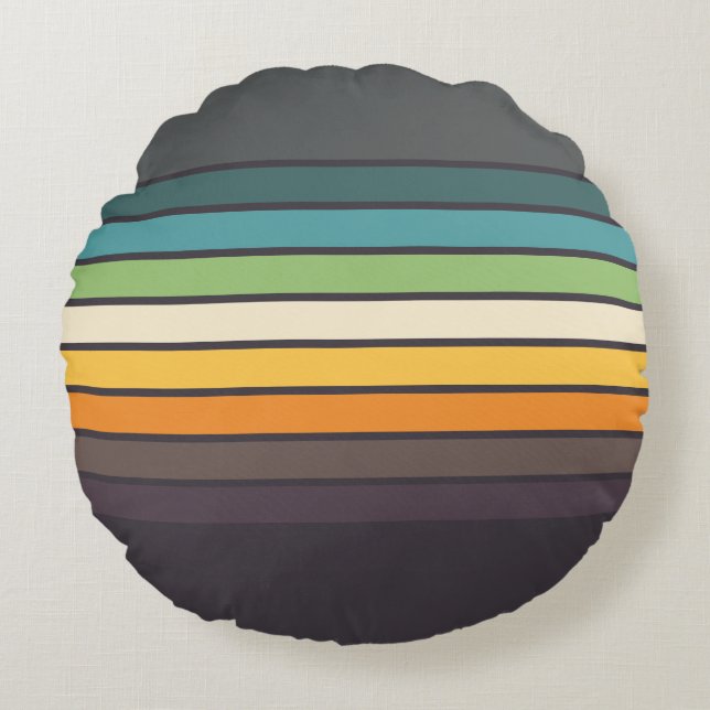 Nice Retro colourful Striped Pattern Round Cushion (Front)