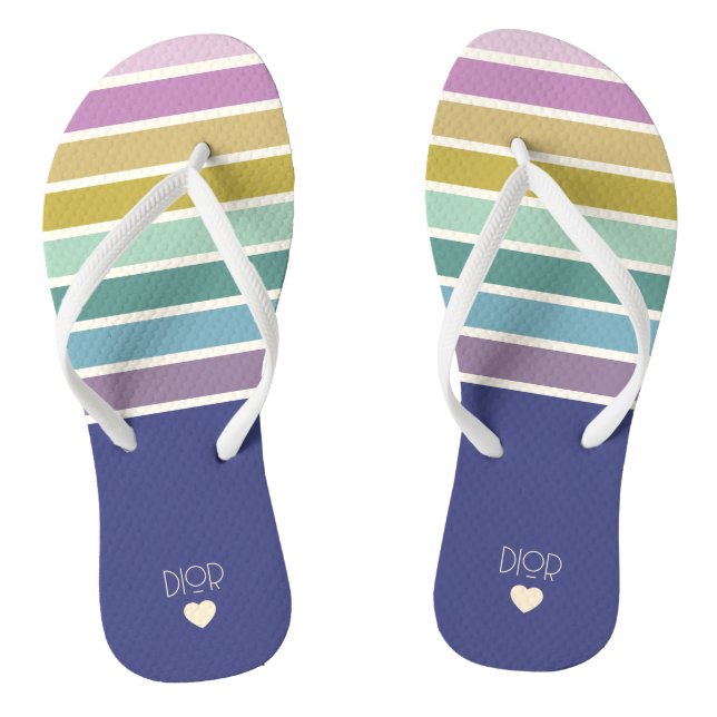 Nice Retro Striped Pattern Thongs (Footbed)