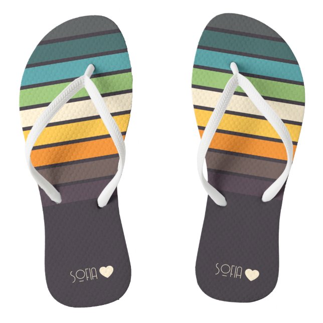 Nice Retro Striped Pattern Thongs (Footbed)