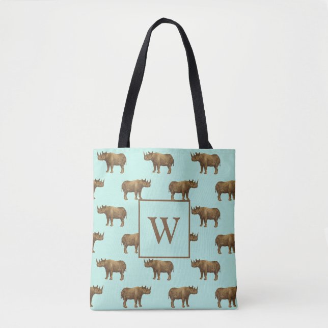 Nice Rhinos Monogram Initial Tote Bag (Front)