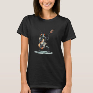 Nice Rock Guitar with Funny Cockroach Insect T-Shirt