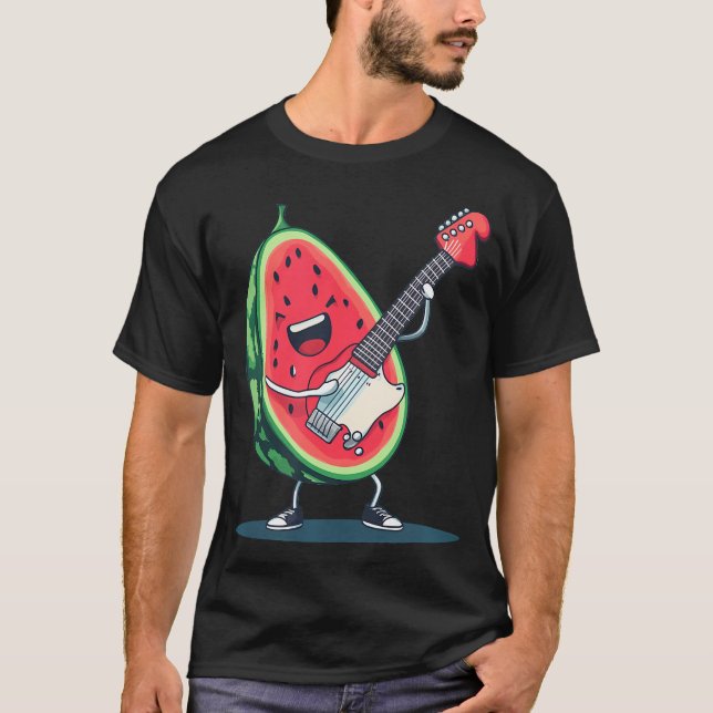 Nice Rock Melon Outfit With Cool Electric Guitar C T-Shirt (Front)
