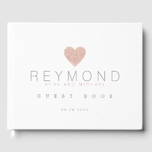nice rose love heart wedding white guest book