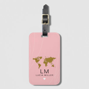 nice ROSE pink travel luggage tag with her name