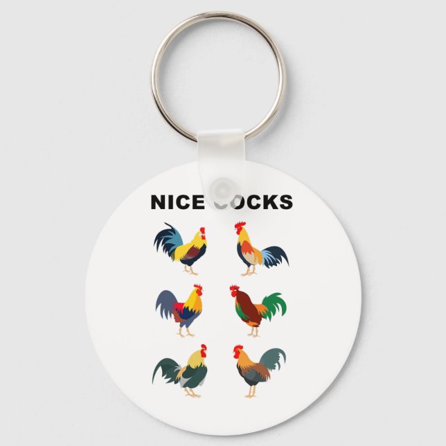 Nice S Funny Rooster Farm Chicken  Key Ring (Front)
