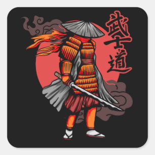 Nice Samurai Retro - Samurai Holding Katana Square Sticker