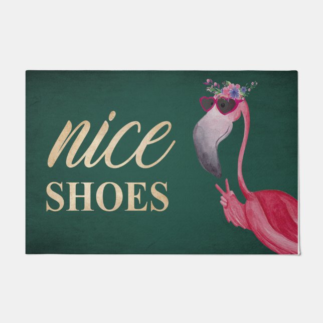 Nice Shoes Flamingo Doormat, Funny Doormat (Front)