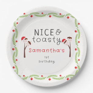 Nice S'mores Marshmallows Kids Xmas Birthday Party Paper Plate