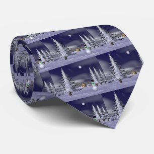 Nice snowman in the night tie