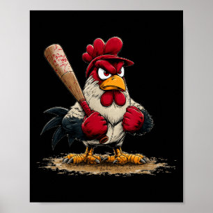 Nice Srt Rooster Look For Baseball And Bat Lovers  Poster