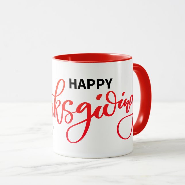 Nice Text Happy Thanksgiving Typography Mug (Front Right)