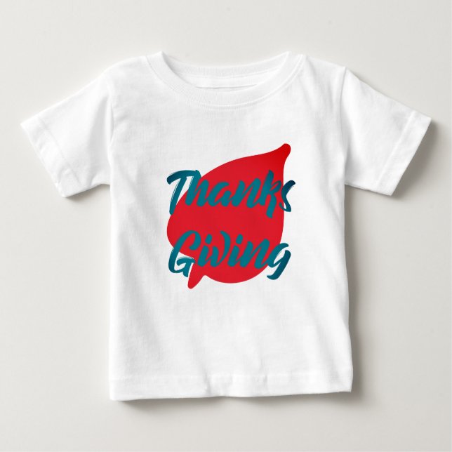 Nice Text Thanksgiving Typography on Leaf  Baby T-Shirt (Front)