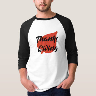 Nice Text Thanksgiving Typography on Leaf  T-Shirt