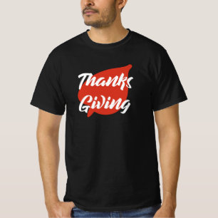 Nice Text Thanksgiving Typography on Leaf T-Shirt