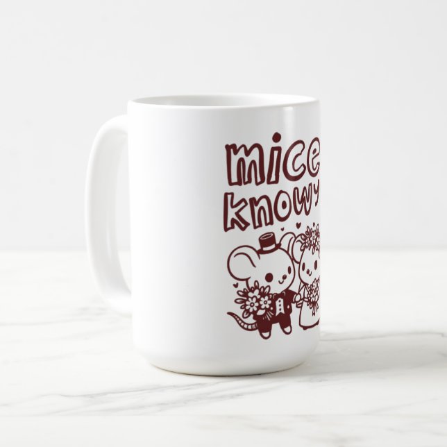 "Nice to Know You" Doodle Coffee Mug - Cute Social (Front Left)