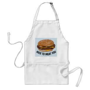NICE TO MEAT YOU, FUNNY Cheeseburger Aprons