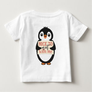 Nice to meet with me: personalized penguin sign baby T-Shirt