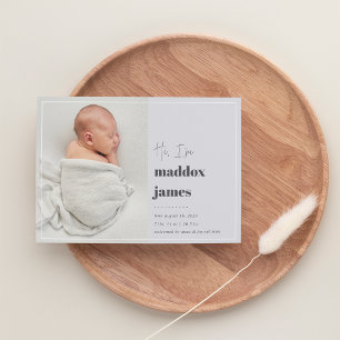 Nice to Meet You Modern Photo Birth Announcement