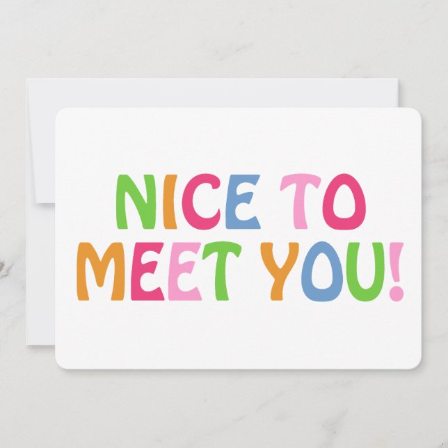 Nice To Meet You Quote Modern Cute Minimal Hello Thank You Card (Front)