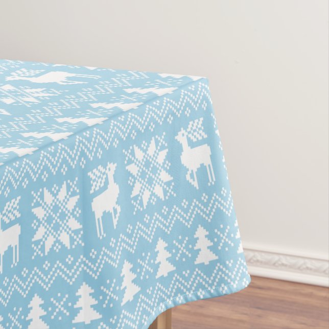 Nice Traditional Christmas Blue Sweater Pattern Tablecloth (In Situ)