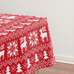 Nice Traditional Christmas Red Sweater Pattern Tablecloth