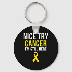Nice Try Survivor Sarcoma Cancer Awareness Yellow Key Ring