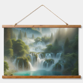 Nice view with river and waterfall hanging tapestry