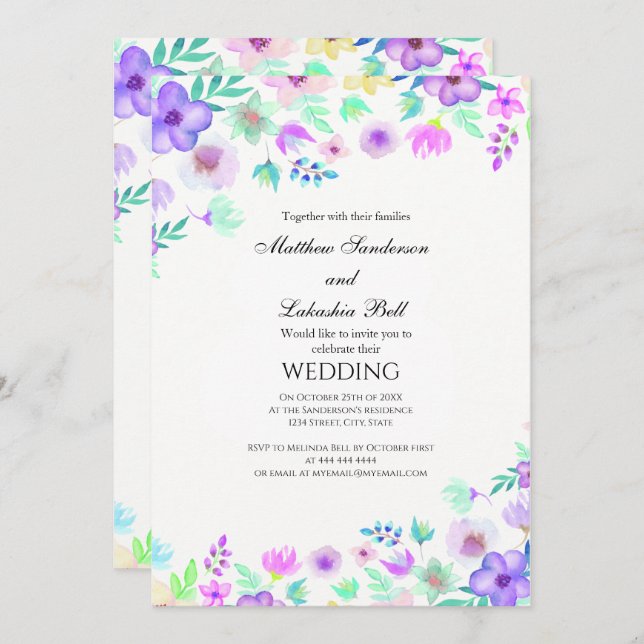 Nice Wedding with flowers  Invitation (Front/Back)