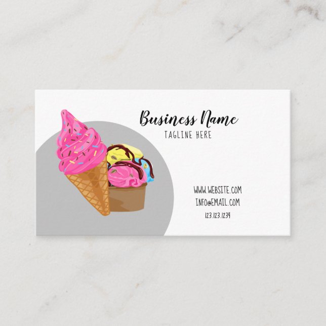 Nice White and Pink Sprinkles Ice Cream Frosting Business Card (Front)