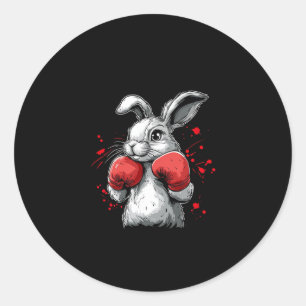 Nice White Bunny Costume For Boxing Boys And Girls Classic Round Sticker