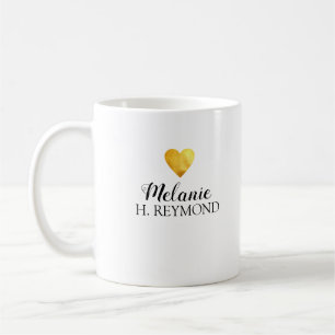 nice white mug with name & love heart