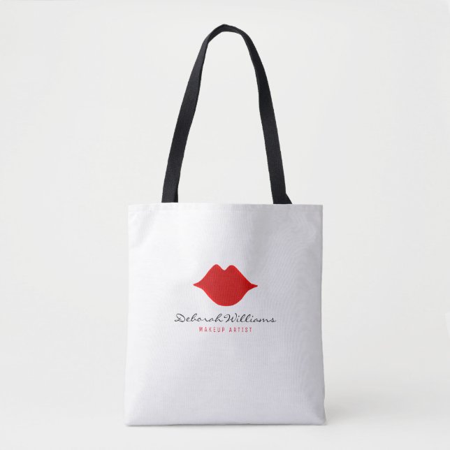 nice white tote bag with her name & red lips (Front)