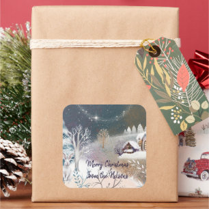 Nice winter home illustration Christmas Holiday Square Sticker