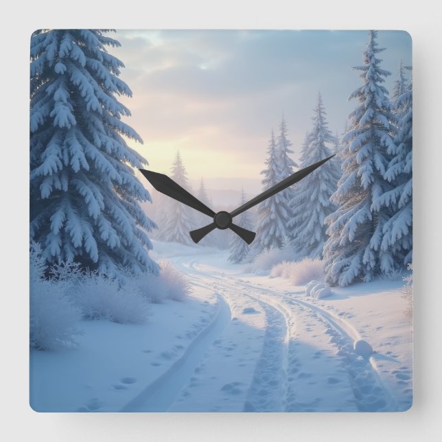 nice winter scenery  square wall clock (Front)