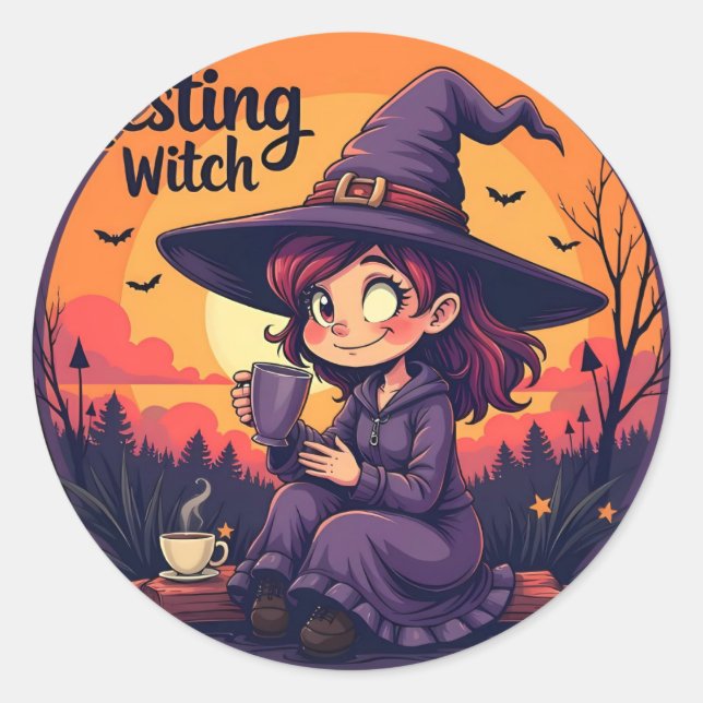 Nice witch  classic round sticker (Front)