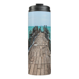 Nice wooden bridge with blue sea background at Sam Thermal Tumbler