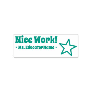 "Nice Work!" + Custom Teaching Assistant Name Self-inking Stamp