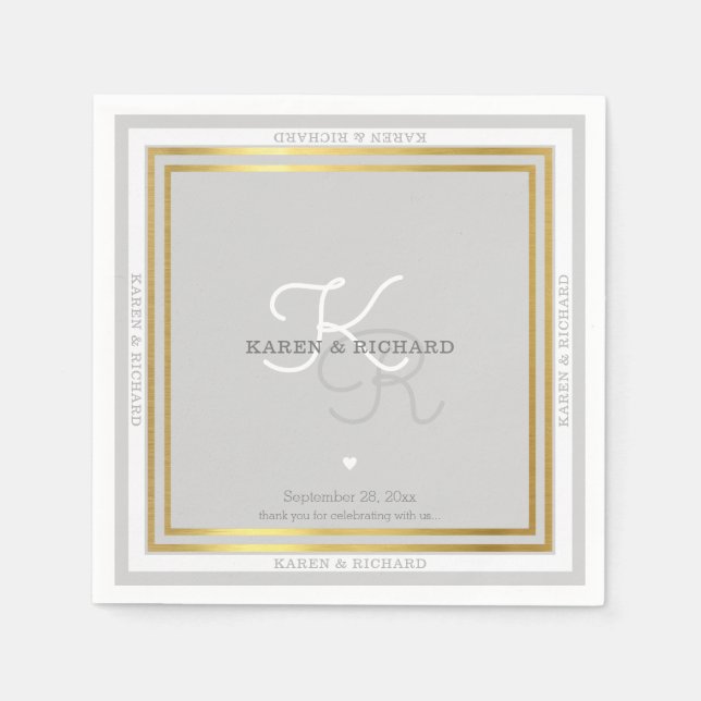 nicely detailed monogrammed wedding reception napkin (Front)