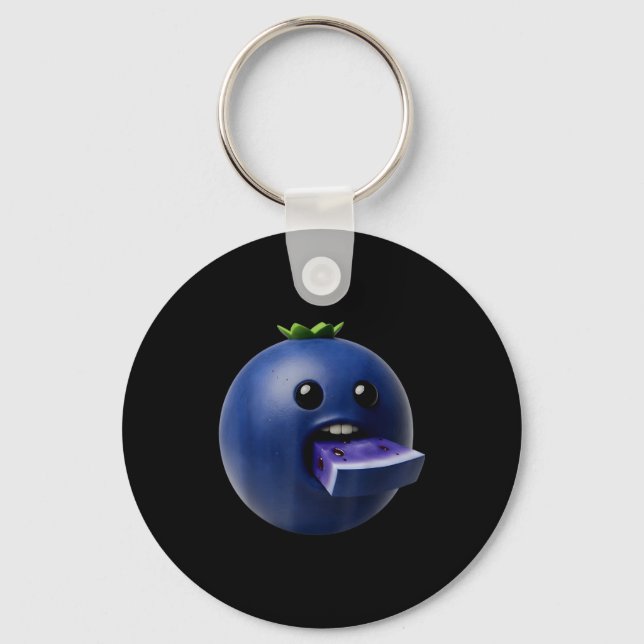 Niche Fruits Funny Blueberry Meme Brainrot Surreal Key Ring (Front)