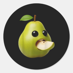 Niche Fruits Funny Pear Meme Brainrot Surreal  Classic Round Sticker