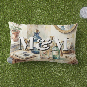Niche Perfume Collection, Monogram Watercolor Lumbar Cushion