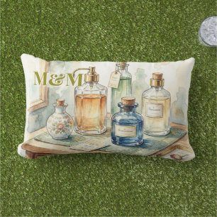 Niche Perfume Collection, Monogram Watercolor Lumbar Cushion