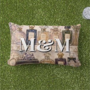 Niche Perfume Collection, Monogram Watercolor Lumbar Cushion