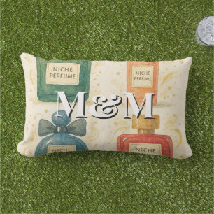 Niche Perfume Collection, Monogram Watercolor Lumbar Cushion