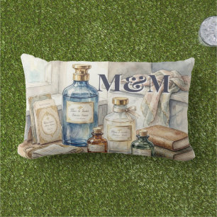 Niche Perfume Collection, Monogram Watercolor Lumbar Cushion
